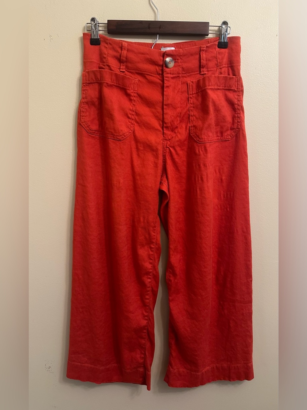 Anthropologie Maeve The Colette Wide Leg Pants Burnt Orange High Rise 28P 1128 - Picture 10 of 12